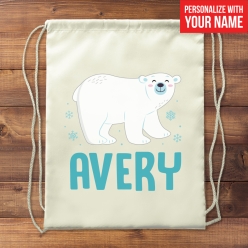 60% OFF: Polar Bear Personalized Drawstring Backpack