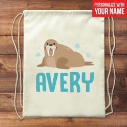 60% OFF: Walrus Personalized Drawstring Backpack