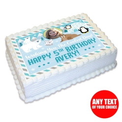Winter Animals Photo Personalizable Edible Icing