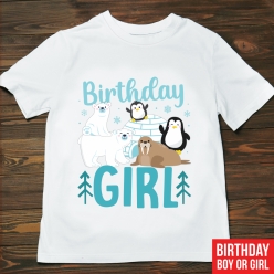 55% OFF: Birthday Girl Winter Animals T-shirt- Choose Size
