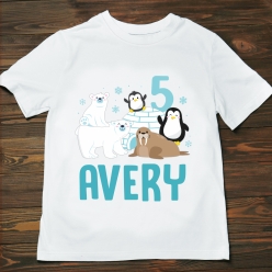55% OFF: Winter Animals Personalized Name & Age T-shirt