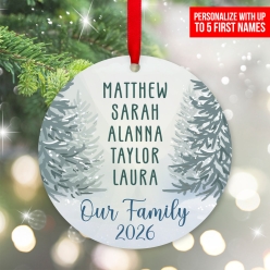 Winter Family Personalized Wood Ornament