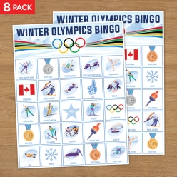Winter Olympics Bingo Party Game for 8