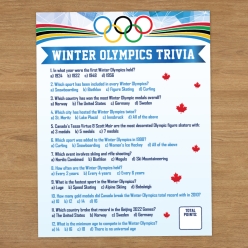 Winter Olympics Trivia Activity Sheet