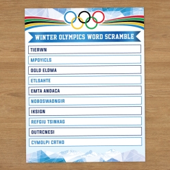 Winter Olympics Word Scramble Activity Sheet