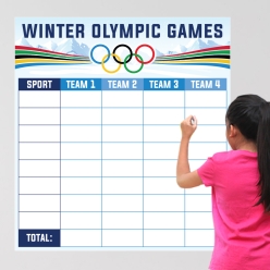 Winter Olympics Party Large Vinyl Adhesive Game Scorecard