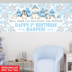 Winter Onederland Blue PERSONALIZED Giant Vinyl Keepsake Banner