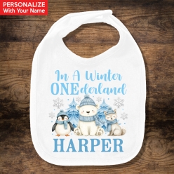 Winter Onederland Blue Personalized Bib