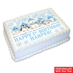 Winter Onederland Blue 1st Personalized Edible Icing