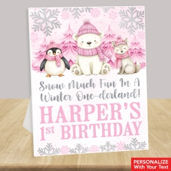 Winter Onederland Pink 1st Birthday Personalized 14