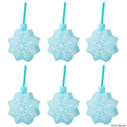 Winter Snowflake Shaped Cups with Lids & Straws-6Pk