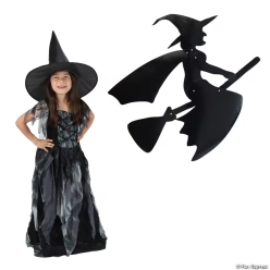 Halloween Witch on Broom Silhouette Cardstock Jointed Cutout