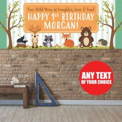 Woodland 1st Bday PERSONALIZED Giant Vinyl Keepsake Banner