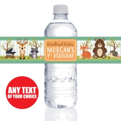Woodland 1st Bday PERSONALIZED VINYL Bottle Labels - 10 PK