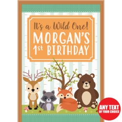 Woodland 1st Bday PERSONALIZED Giant Vinyl Keepsake Door Sign