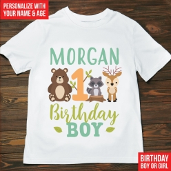 55% OFF: Woodland Birthday Personalized Name & Age T-shirt