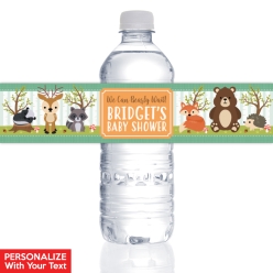 Woodland Baby Shower PERSONALIZED VINYL Bottle Labels - 10 PK