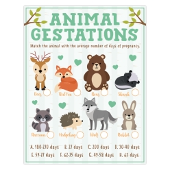 50% OFF: Woodland Baby Shower Animal Gestations Game Sheet