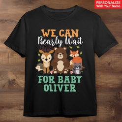 Woodland We Can Barely Wait Personalized Black T-shirt