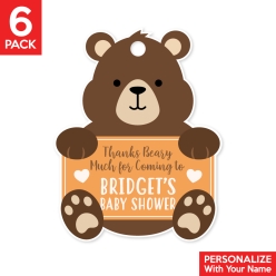Woodland Baby Shower Shaped PERSONALIZED Thank You Tags - 6 Pk