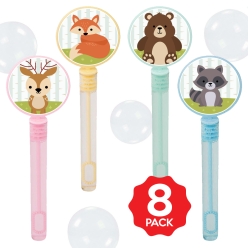 *Woodland Bubble Bottles w/Wands - 8 PACK