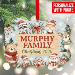 Woodland Watercolour Personalized Family Wood Ornament