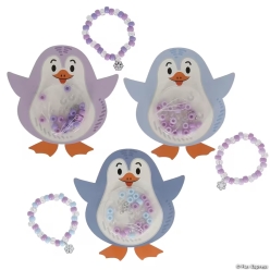 Winter Beaded Bracelet Craft Kit with Penguin Card-9Pk
