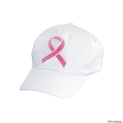 Pink Ribbon Breast Cancer Awareness White Baseball Caps-10Pk