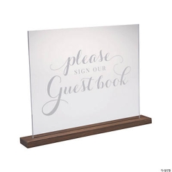 Please Sign Our Guestbook with Wood Base