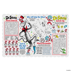 Dr. Seuss The Cat in The Hat Activity Placemats - 12Pk