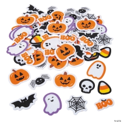Bulk Halloween Icons Self-Adhesive Felt Shapes-100Pk