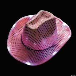 Light-Up Pink Sequin Adult Cowboy Hats-6Pk