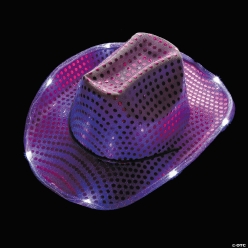 Light-Up Purple Sequin Adult Cowboy Hats-6Pk