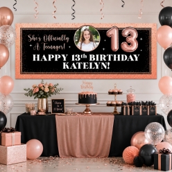 13th Birthday Girl PHOTO PERSONALIZED Giant Vinyl Banner
