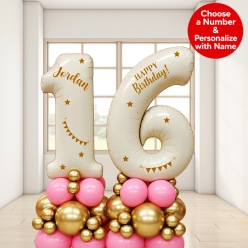 *Two Digit PERSONALIZED Pink & Gold Airfill Balloon Column Kit