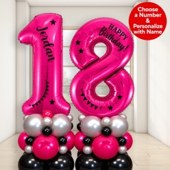 *Two Digit PERSONALIZED Pink & Black Airfill Balloon Column Kit