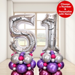 *Two Digit PERSONALIZED Purple & Pink Airfill Balloon Column
