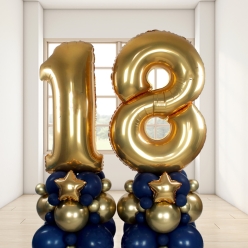 50% OFF: Age 18 Blue & Gold Airfill Balloon Column Set