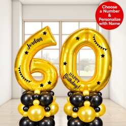 *Two Digit PERSONALIZED Gold & Black Airfill Balloon Column Kit