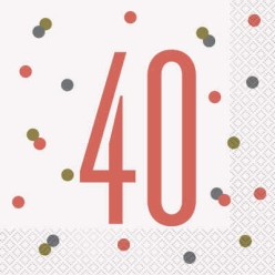 Rose Gold Glitz 40th Birthday Lunch Napkins-16 Pk
