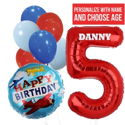 40% OFF: Airplane PERSONALIZED Single Digit Balloon Bouquet