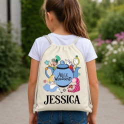 Alice in Wonderland Personalized Drawstring Backpack