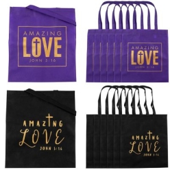 Amazing Love Religious JUMBO Fabric Tote Bags - 12 PK