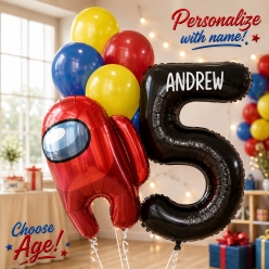 Among Us PERSONALIZED Name & Age Balloon Bouquet