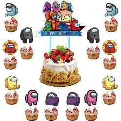 Among Us Large Cake Topper & Cupcake Toppers - 13pc