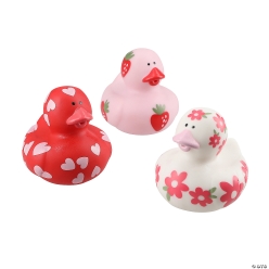 Love in Bloom Hearts, Strawberries & Flowers Rubber Ducks-12Pk