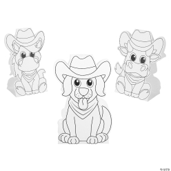 Colour Your Own 3D Western Animal Characters-12Pk