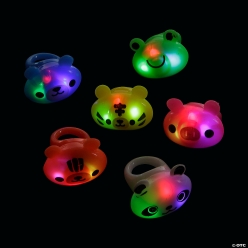 Light-Up Brightly Coloured Animal Rubber Rings-12Pk