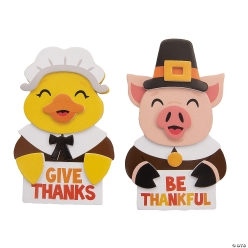 Thanksgiving Pilgrim Farm Animals Foam Craft Kit-12Pk