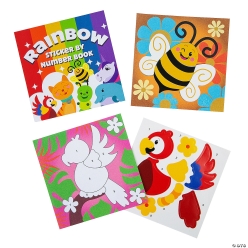 Rainbow Animals Sticker-By-Number Books-12Pk